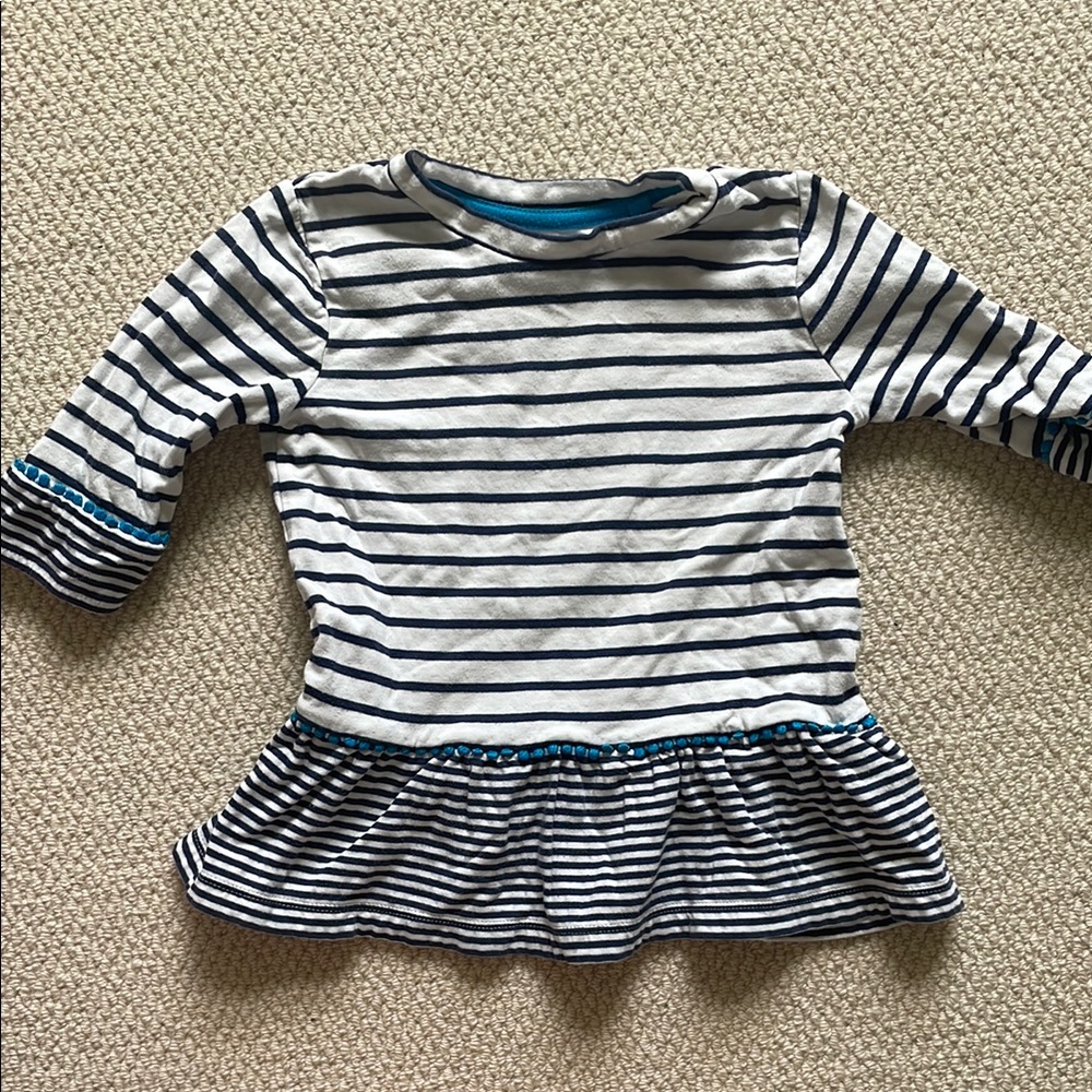 Mini Boden Navy and White Striped Peplum Top